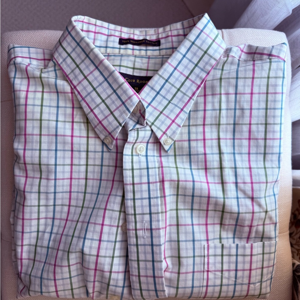 🔴 Spring Red Dot Flash Sale - lClub Room Plaid Button Down Shirt Size 18-34/35